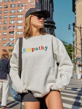 Mayfair Group Empathy Always Grey Crewneck Sweatshirt Size XS Oversized